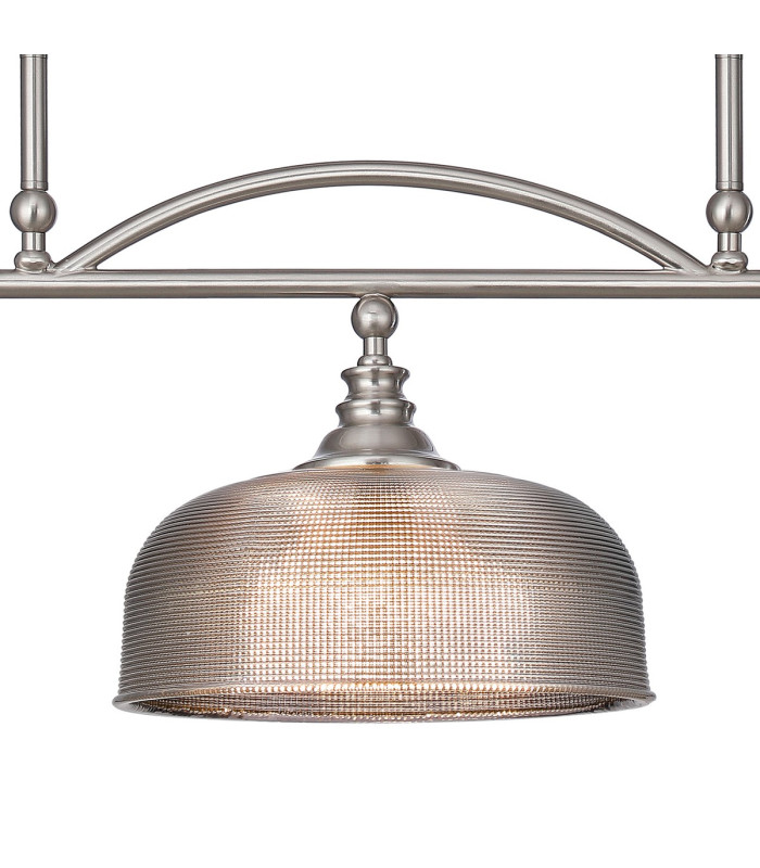 DeRuyter Semi Flush/Pendant Bar 3 Light Adjustable E27 Satin Nickel/Smoke Glass-8