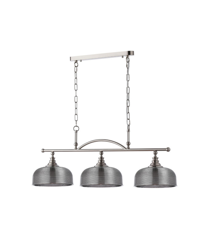 DeRuyter Semi Flush/Pendant Bar 3 Light Adjustable E27 Satin Nickel/Smoke Glass-9