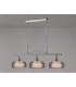 DeRuyter Semi Flush/Pendant Bar 3 Light Adjustable E27 Satin Nickel/Smoke Glass-11