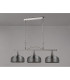 DeRuyter Semi Flush/Pendant Bar 3 Light Adjustable E27 Satin Nickel/Smoke Glass-12