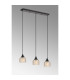 DeRuyter 3 Light Linear Pendant E27 Satin Black/Prismatic Dome Glass Amber-3