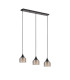 DeRuyter 3 Light Linear Pendant E27 Satin Black/Prismatic Dome Glass Amber-4