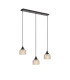 DeRuyter 3 Light Linear Pendant E27 Satin Black/Prismatic Dome Glass Amber-5