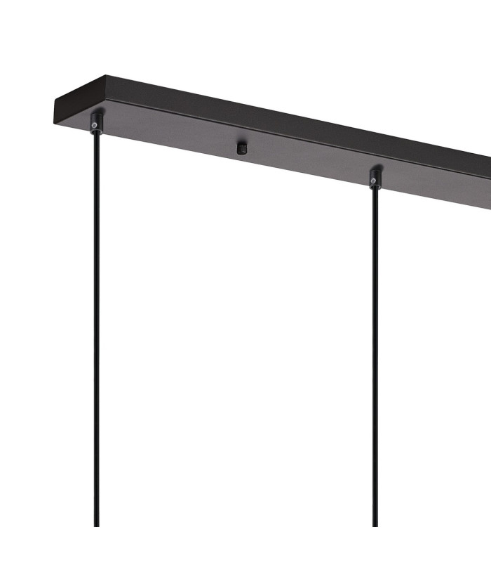 DeRuyter 3 Light Linear Pendant E27 Satin Black/Prismatic Dome Glass Amber-6