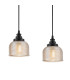 DeRuyter 3 Light Linear Pendant E27 Satin Black/Prismatic Dome Glass Amber-7
