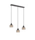 DeRuyter 3 Light Linear Pendant E27 Satin Black/Prismatic Dome Glass Amber-8