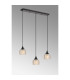 DeRuyter 3 Light Linear Pendant E27 Satin Black/Prismatic Dome Glass Amber-10