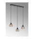 DeRuyter 3 Light Linear Pendant E27 Satin Black/Prismatic Dome Glass Amber-11