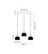 DeRuyter 3 Light Linear Pendant E27 Satin Black/Prismatic Dome Glass Clear-2