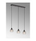 DeRuyter 3 Light Linear Pendant E27 Satin Black/Prismatic Dome Glass Clear-3
