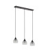 DeRuyter 3 Light Linear Pendant E27 Satin Black/Prismatic Dome Glass Clear-4