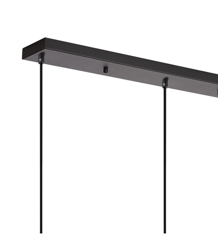 DeRuyter 3 Light Linear Pendant E27 Satin Black/Prismatic Dome Glass Clear-6
