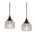 DeRuyter 3 Light Linear Pendant E27 Satin Black/Prismatic Dome Glass Clear-7
