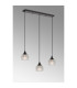 DeRuyter 3 Light Linear Pendant E27 Satin Black/Prismatic Dome Glass Clear-10
