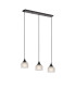 DeRuyter 3 Light Linear Pendant E27 Satin Black/Prismatic Dome Glass Frosted-1