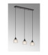 DeRuyter 3 Light Linear Pendant E27 Satin Black/Prismatic Dome Glass Frosted-3