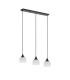 DeRuyter 3 Light Linear Pendant E27 Satin Black/Prismatic Dome Glass Frosted-4