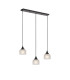 DeRuyter 3 Light Linear Pendant E27 Satin Black/Prismatic Dome Glass Frosted-5