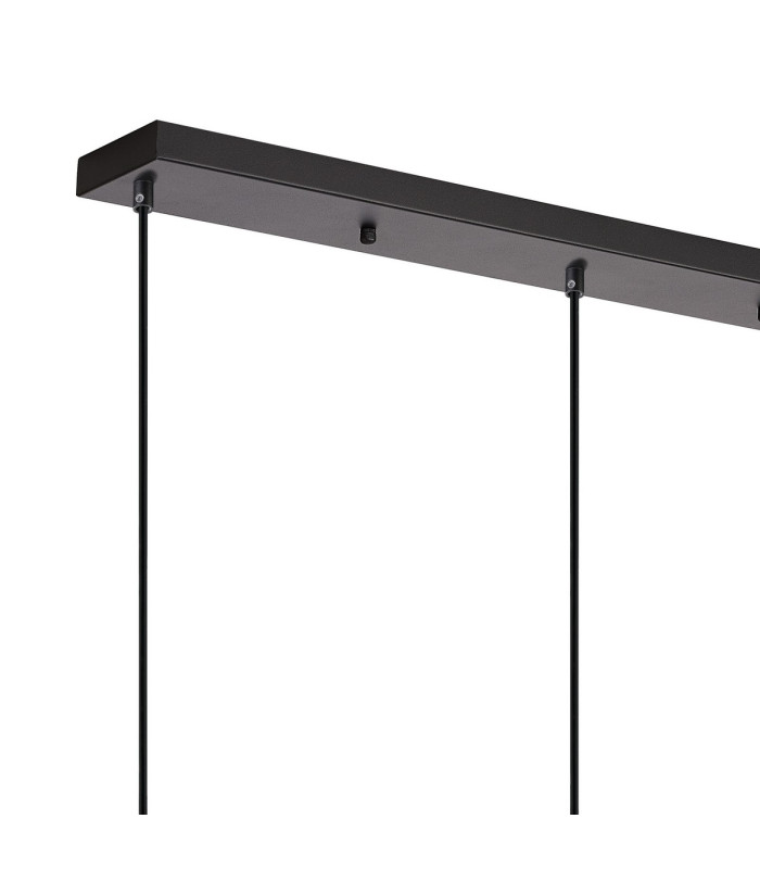 DeRuyter 3 Light Linear Pendant E27 Satin Black/Prismatic Dome Glass Frosted-6