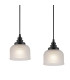DeRuyter 3 Light Linear Pendant E27 Satin Black/Prismatic Dome Glass Frosted-7