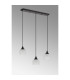 DeRuyter 3 Light Linear Pendant E27 Satin Black/Prismatic Dome Glass Frosted-11