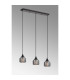 DeRuyter 3 Light Linear Pendant E27 Satin Black/Prismatic Dome Glass Smoke-3