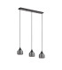 DeRuyter 3 Light Linear Pendant E27 Satin Black/Prismatic Dome Glass Smoke-4