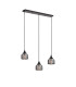 DeRuyter 3 Light Linear Pendant E27 Satin Black/Prismatic Dome Glass Smoke-5