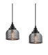DeRuyter 3 Light Linear Pendant E27 Satin Black/Prismatic Dome Glass Smoke-7
