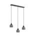 DeRuyter 3 Light Linear Pendant E27 Satin Black/Prismatic Dome Glass Smoke-8