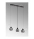 DeRuyter 3 Light Linear Pendant E27 Satin Black/Prismatic Dome Glass Smoke-9
