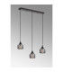 DeRuyter 3 Light Linear Pendant E27 Satin Black/Prismatic Dome Glass Smoke-10