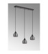 DeRuyter 3 Light Linear Pendant E27 Satin Black/Prismatic Dome Glass Smoke-11