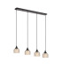DeRuyter 4 Light Linear Pendant E27 Satin Black/Prismatic Dome Glass Amber-1