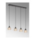 DeRuyter 4 Light Linear Pendant E27 Satin Black/Prismatic Dome Glass Amber-3