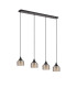 DeRuyter 4 Light Linear Pendant E27 Satin Black/Prismatic Dome Glass Amber-4