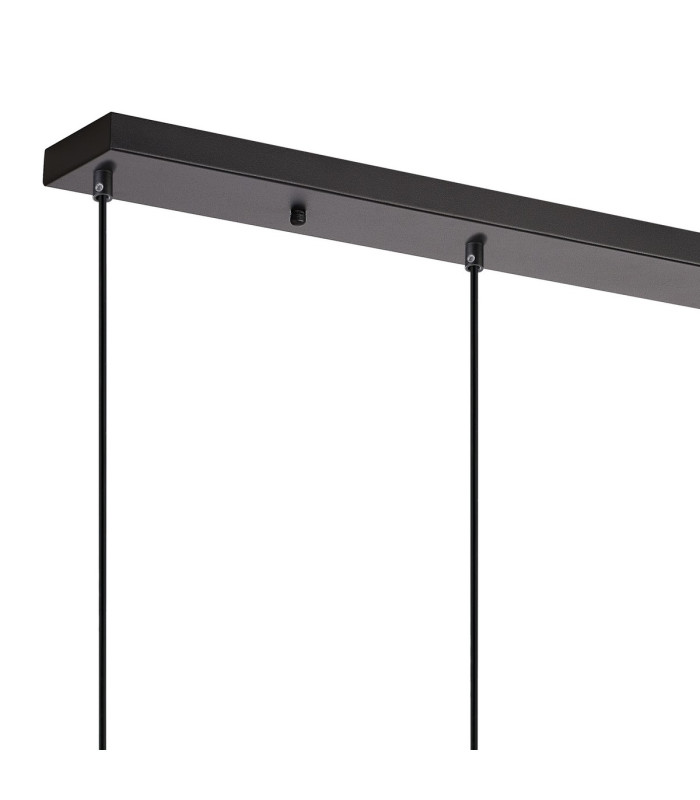 DeRuyter 4 Light Linear Pendant E27 Satin Black/Prismatic Dome Glass Amber-6