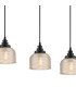 DeRuyter 4 Light Linear Pendant E27 Satin Black/Prismatic Dome Glass Amber-7