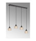 DeRuyter 4 Light Linear Pendant E27 Satin Black/Prismatic Dome Glass Amber-10