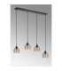 DeRuyter 4 Light Linear Pendant E27 Satin Black/Prismatic Dome Glass Amber-11