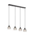 DeRuyter 4 Light Linear Pendant E27 Satin Black/Prismatic Dome Glass Clear-1