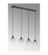 DeRuyter 4 Light Linear Pendant E27 Satin Black/Prismatic Dome Glass Clear-3