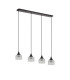 DeRuyter 4 Light Linear Pendant E27 Satin Black/Prismatic Dome Glass Clear-4