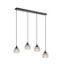 DeRuyter 4 Light Linear Pendant E27 Satin Black/Prismatic Dome Glass Clear-5