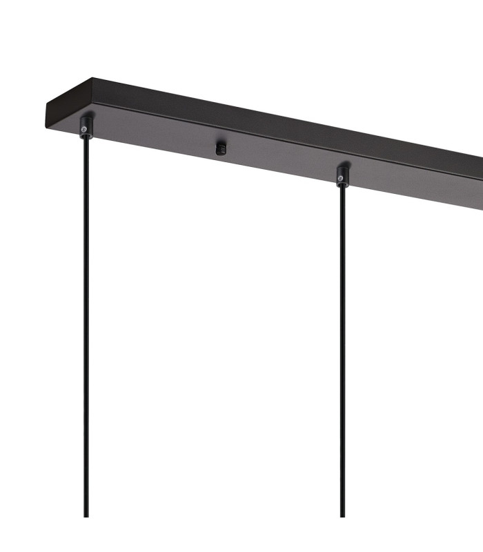 DeRuyter 4 Light Linear Pendant E27 Satin Black/Prismatic Dome Glass Clear-6