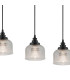 DeRuyter 4 Light Linear Pendant E27 Satin Black/Prismatic Dome Glass Clear-7