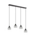 DeRuyter 4 Light Linear Pendant E27 Satin Black/Prismatic Dome Glass Clear-8