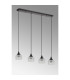 DeRuyter 4 Light Linear Pendant E27 Satin Black/Prismatic Dome Glass Clear-9