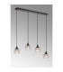 DeRuyter 4 Light Linear Pendant E27 Satin Black/Prismatic Dome Glass Clear-10