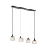 DeRuyter 4 Light Linear Pendant E27 Satin Black/Prismatic Dome Glass Frosted-1